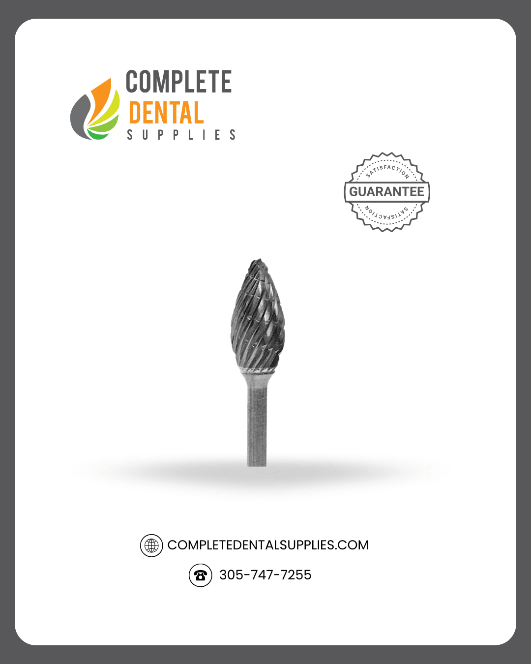 Laboratory Carbide Bur 81-A, Flame (HP Shank 2.35 mm).