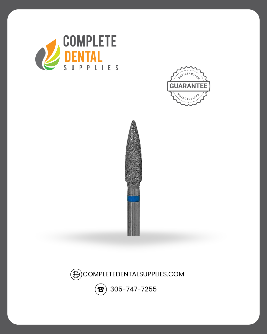 Diamond Coated Burs, DC12 Round, 1.65 x 1.85 mm, each.