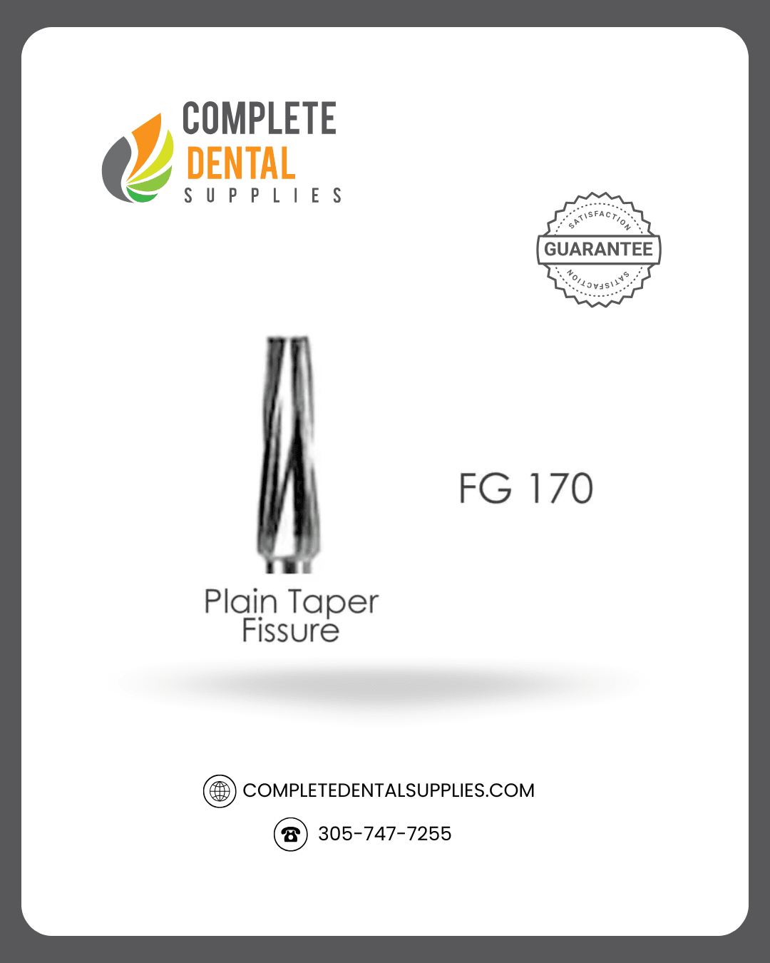 FG Shank Carbide bur # 170, Plain Taper Fissure, 10 pcs/pack.