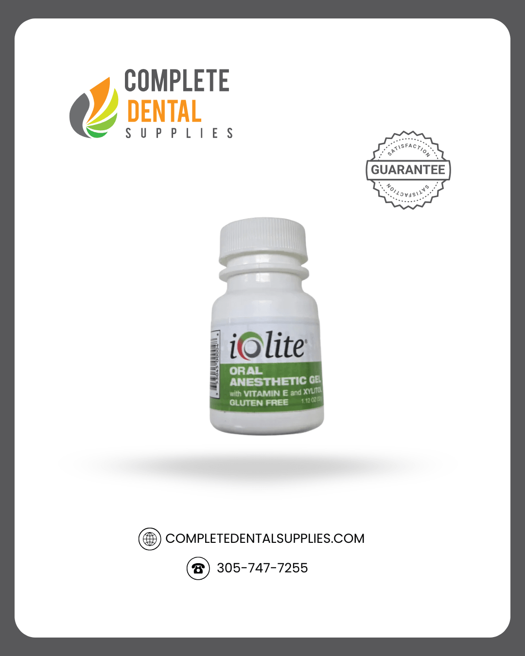 Iolite Topical Anesthetic Gel, 20% Benzocaine, Mint Parfait , 1.12FL oz/ Jar