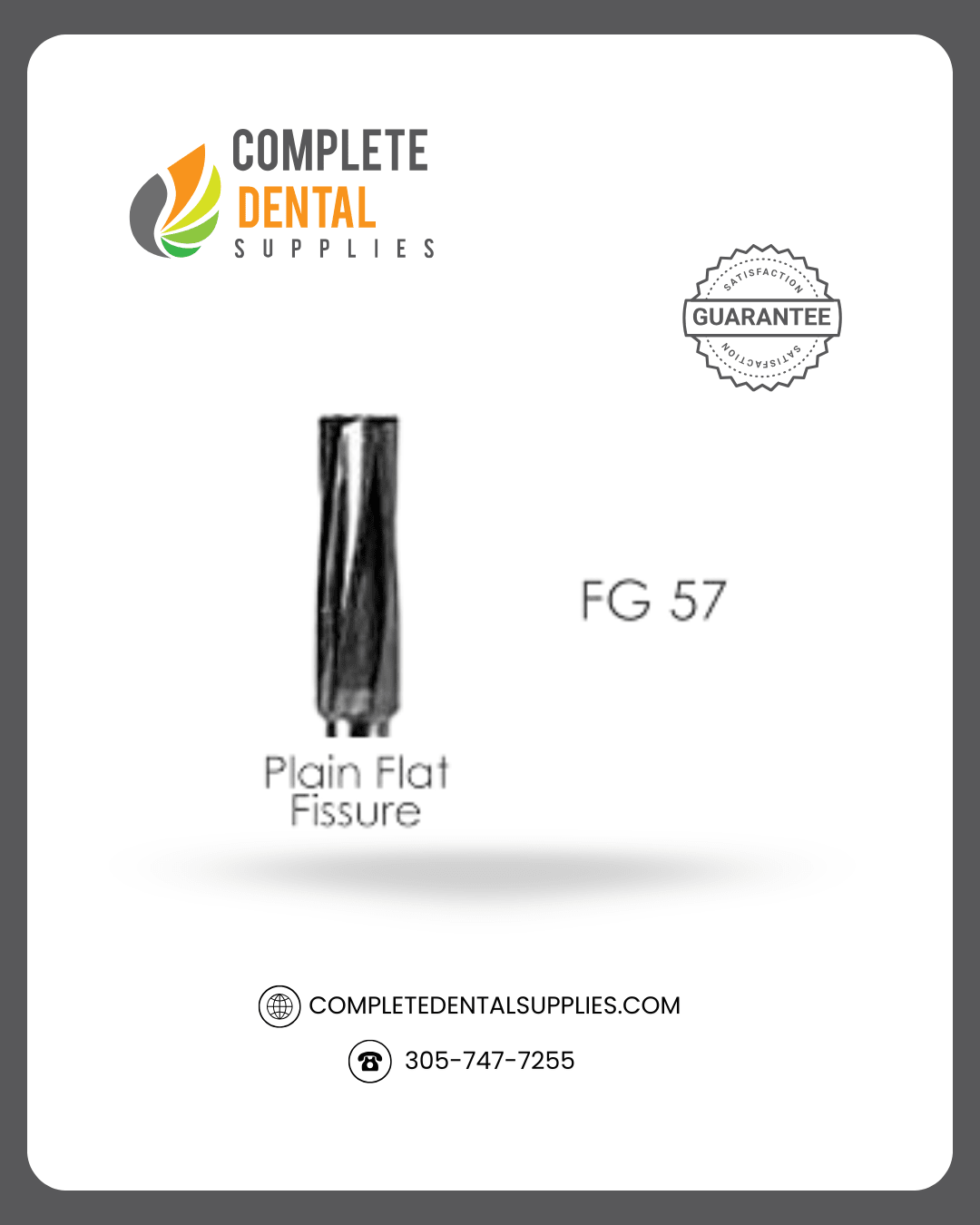 FG Shank Carbide Bur FG57, Plain Flat Fissure, 10pcs/Pack.