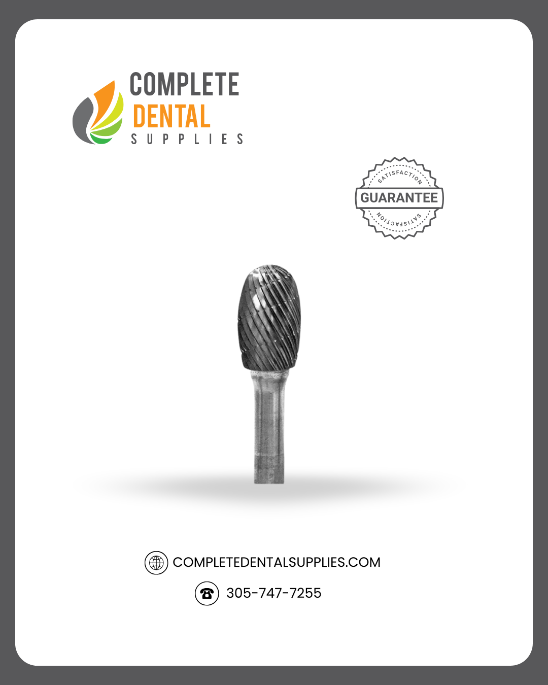 Laboratory Lathe Carbide Bur, D 1/2 EGG / each.