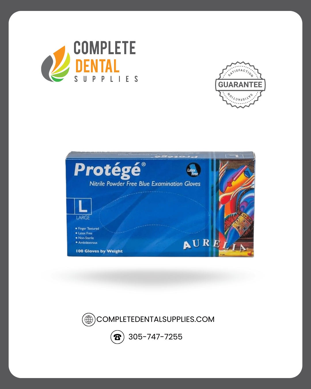Aurelia Protege Nitrile Exam Gloves, Powder Free, Sky Blue Color, LARGE