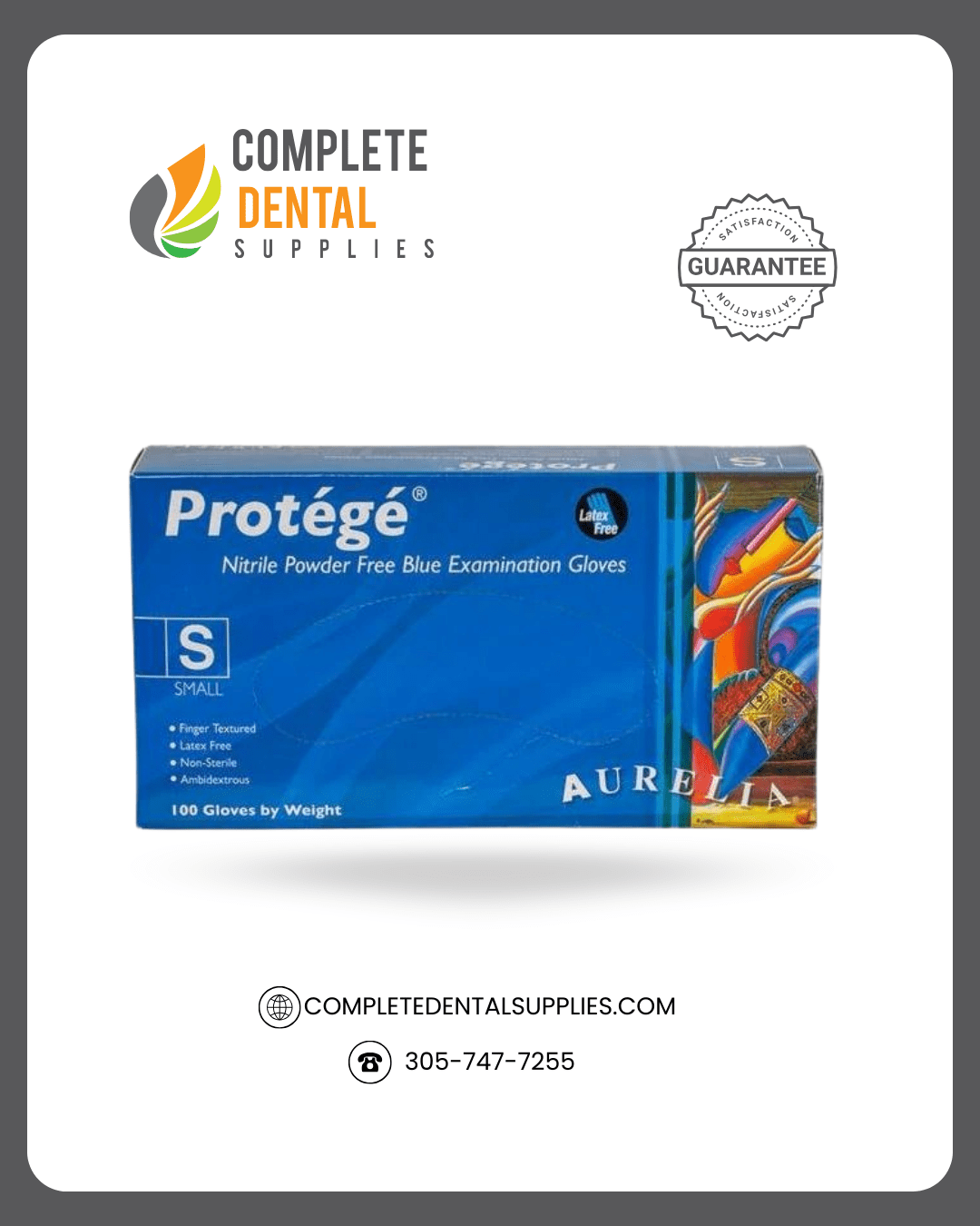 Aurelia Protege Nitrile Exam Gloves, Powder Free, Sky Blue Color, SMALL