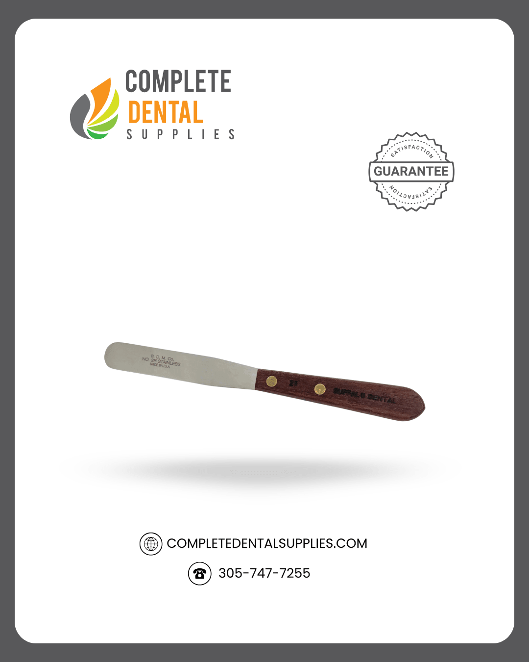 No. 2R Spatula, 4” Flexible Blade for Plaster & Impression Material