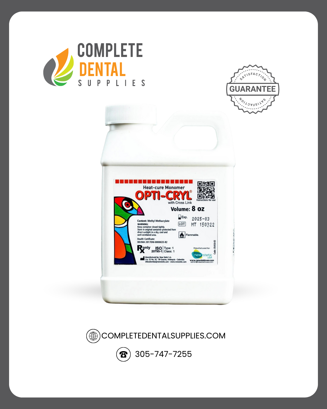 Opti - Cryl Heat Curing Monomer - 8 oz