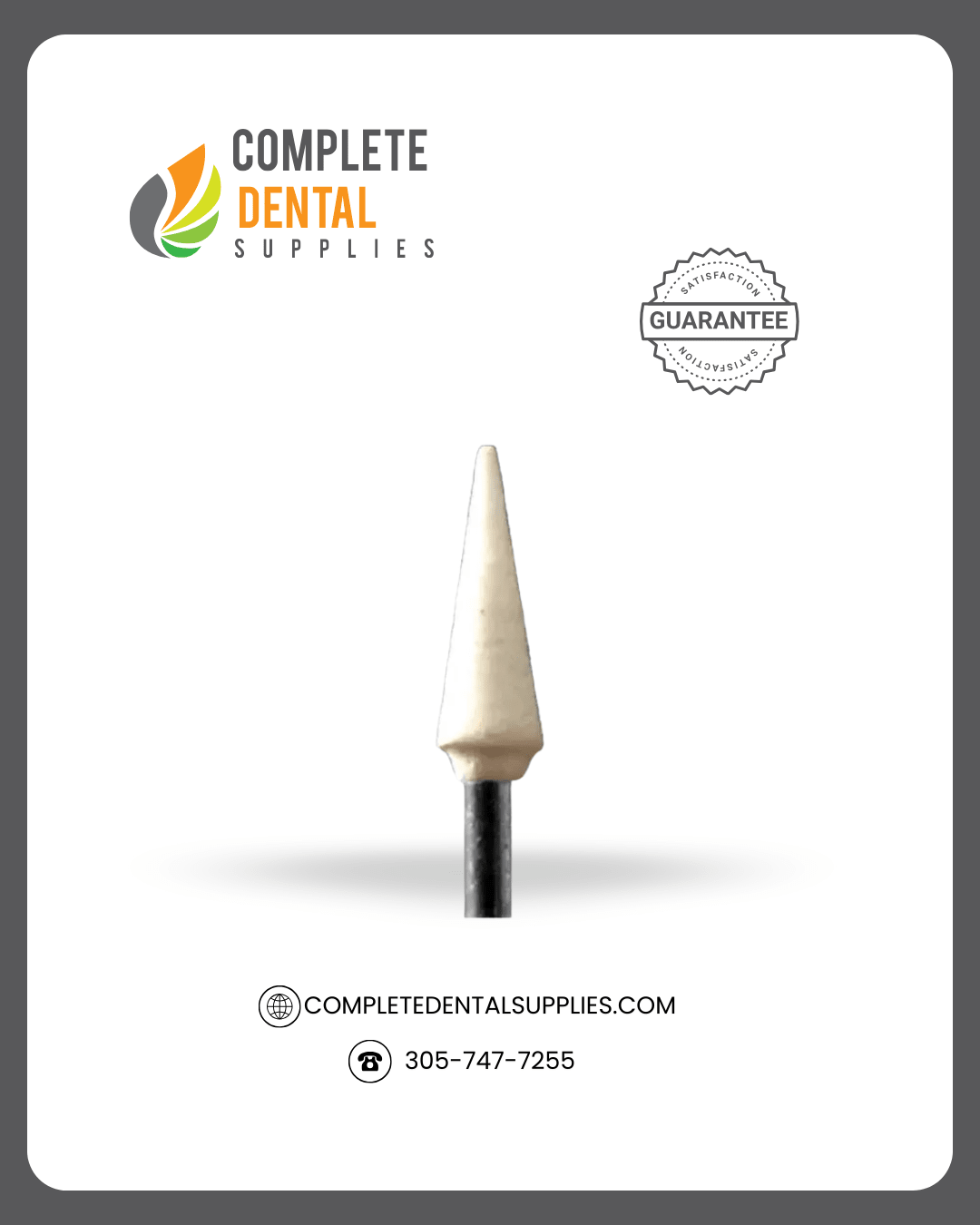 FG White Mounted Stone, WCN1 - Cone, 1.60mm, finishing composite, 12/box