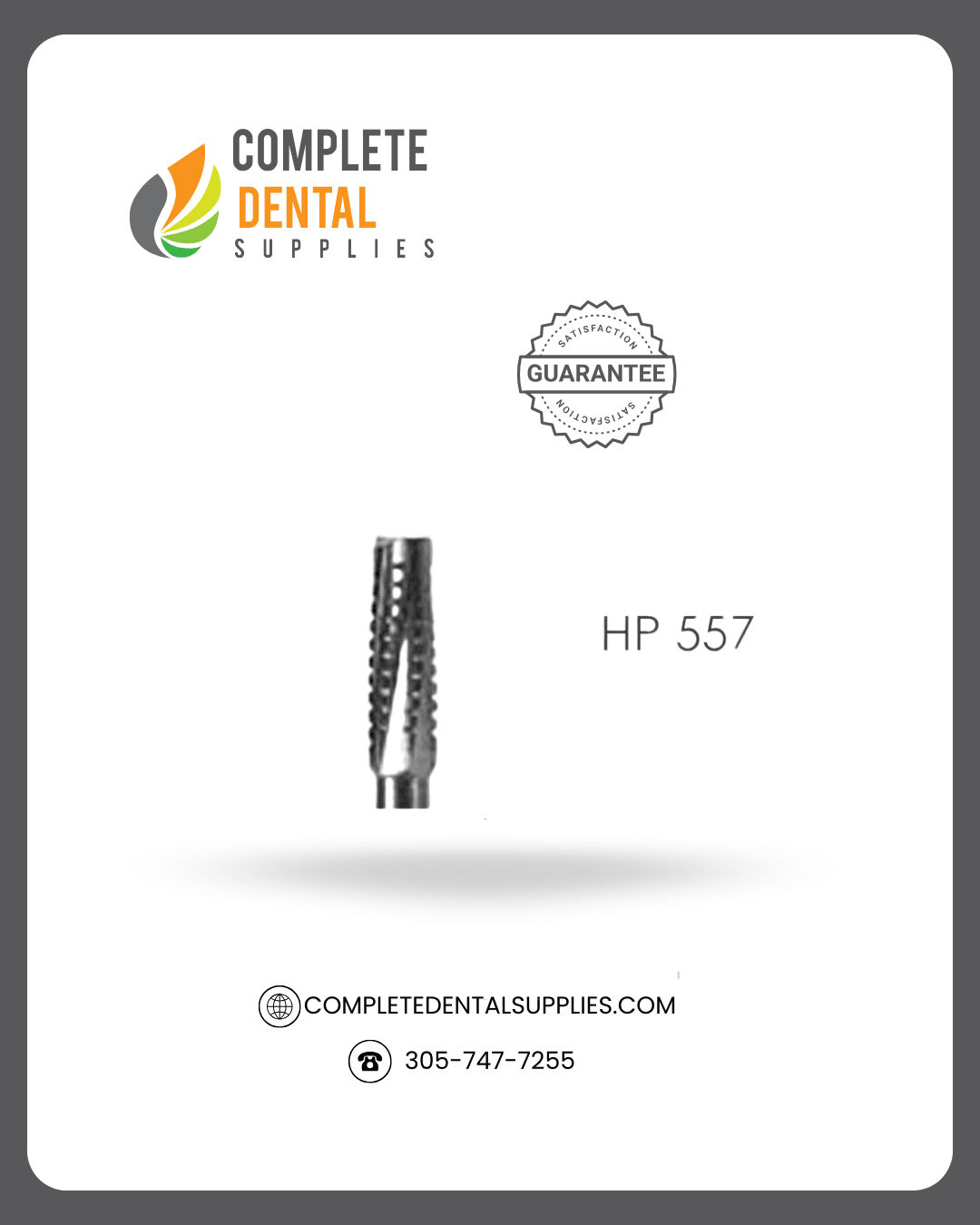 HP Carbide Bur # 557, Cross Cut Fissure Flat End, 12/pk.