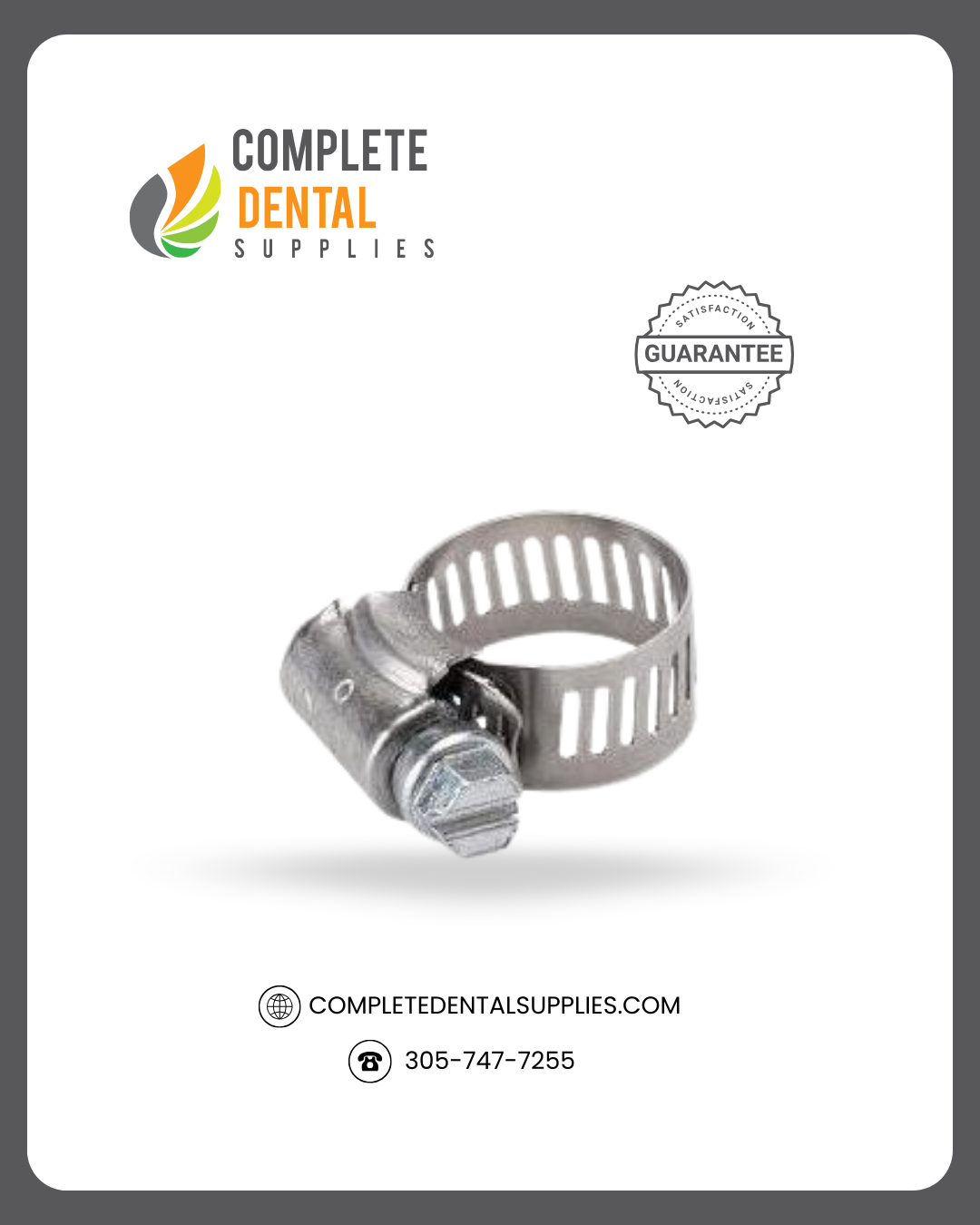 Hose Clamp, Stainless Steel, 1/2" - 1-1/4", each.