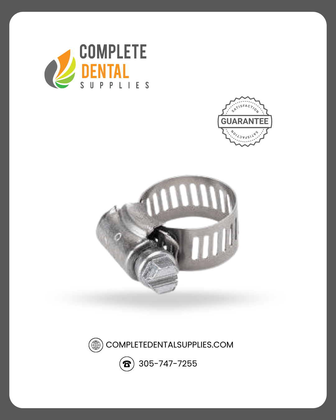 Hose Clamp, Stainless Steel, 1/2" - 1-1/4", each.