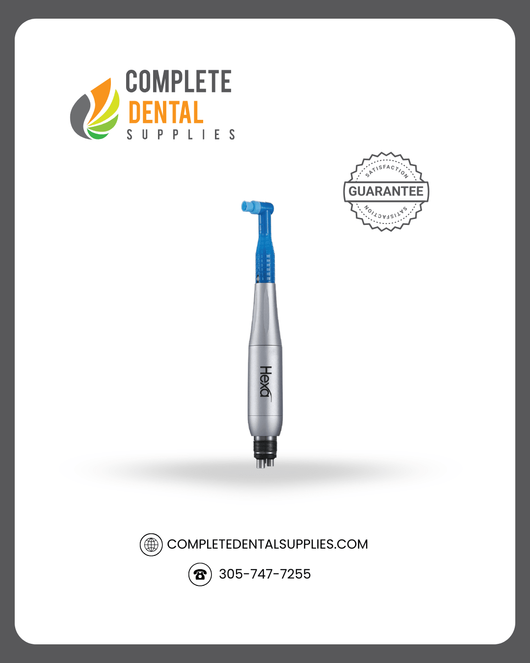 Hexa Hygienist Prophy Handpiece, Silver, 360 Degree Swivel Nose Cone, 4-Holes