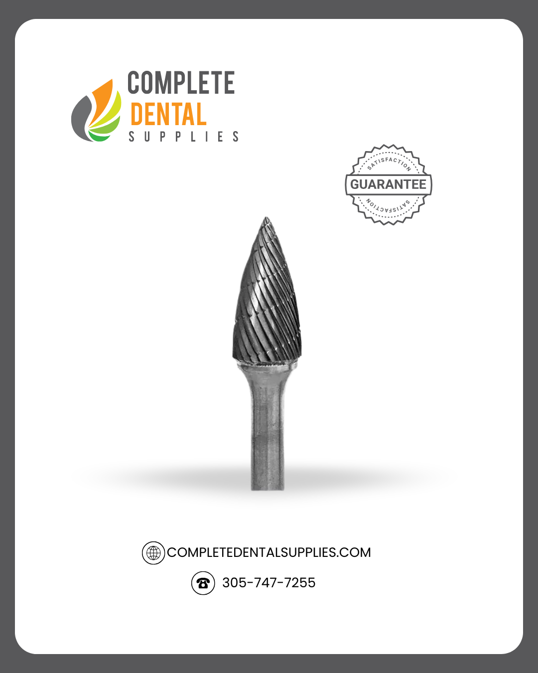 Laboratory Lathe Carbide Bur, C 1/2 Flame /each.