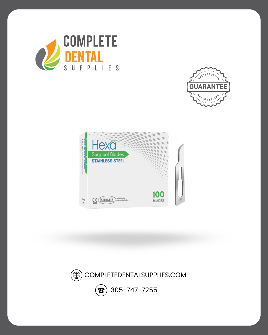 Hexa, Blades Surgical Stainless Steel # 15, 100/Pkg