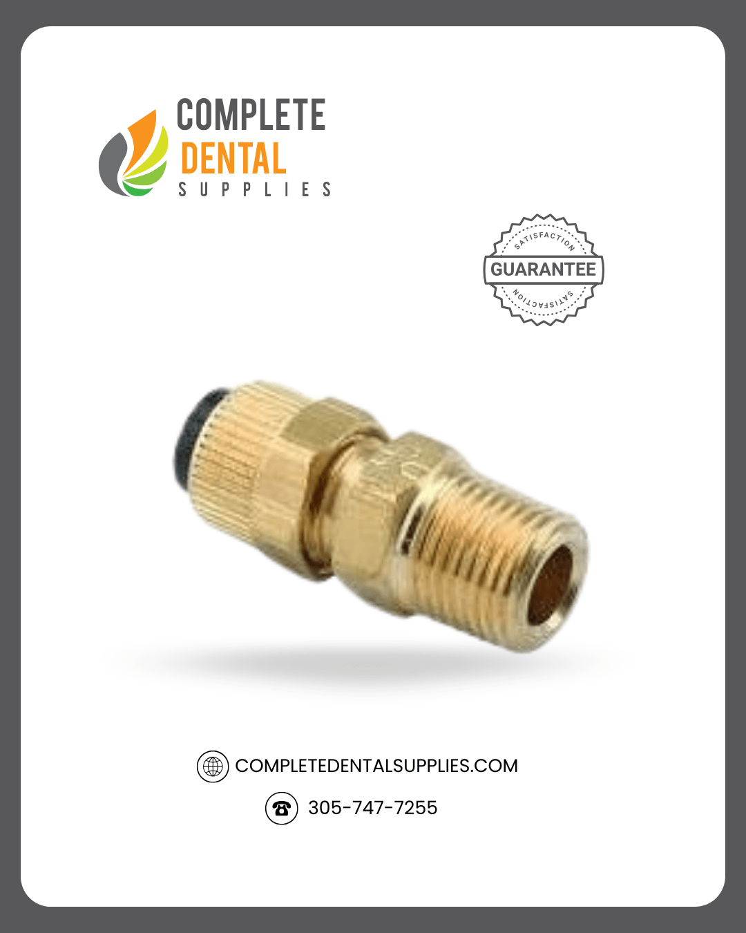 1/4 Poly x 1/4 MPT male fitting PN 0052 for compatible dental equipment.