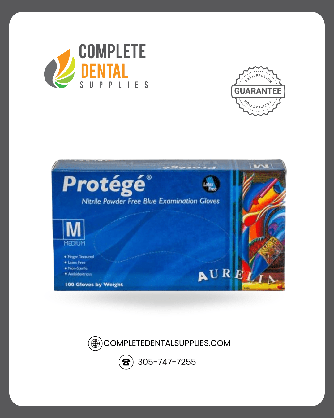 Aurelia Protege Nitrile Exam Gloves, Powder Free, Sky Blue Color, MEDIUM