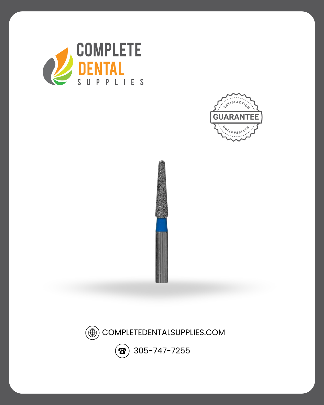 Diamond Coated Burs DC05, Taper, 10.35 x 2.65 mm, each.