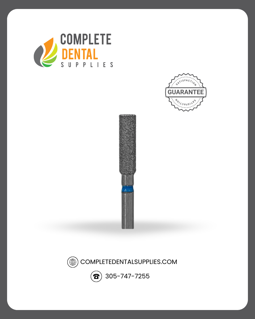 Diamond Coated Bur DC14, Cylinder, 10.40 x 3.00 mm, each.