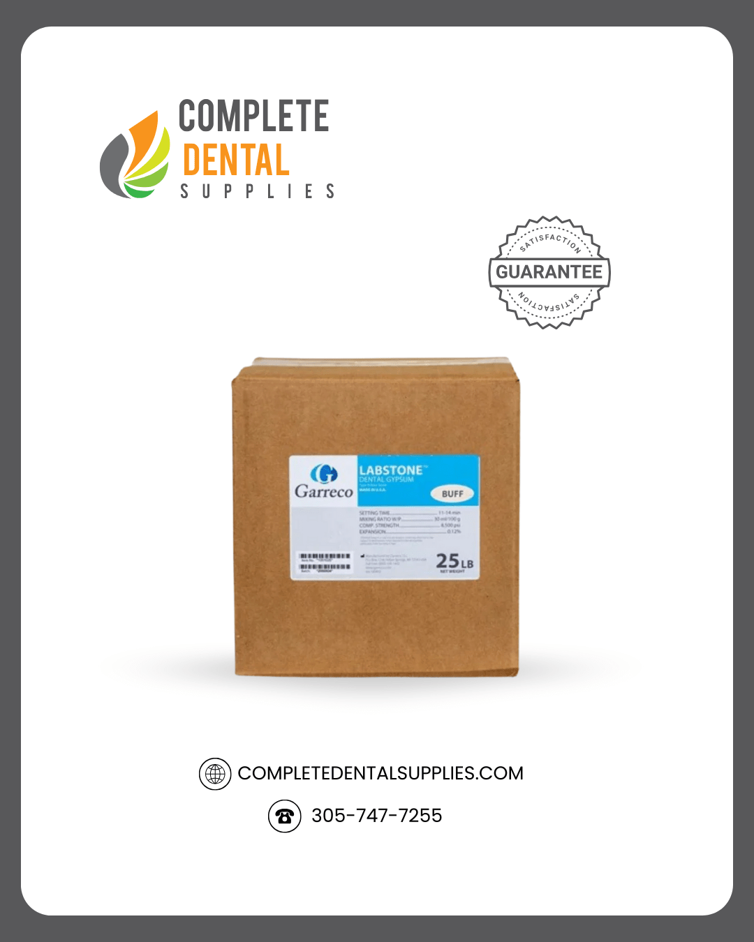 Labstone Buff, Type III, Setting time 11-14 min, 25 Lbs/Box