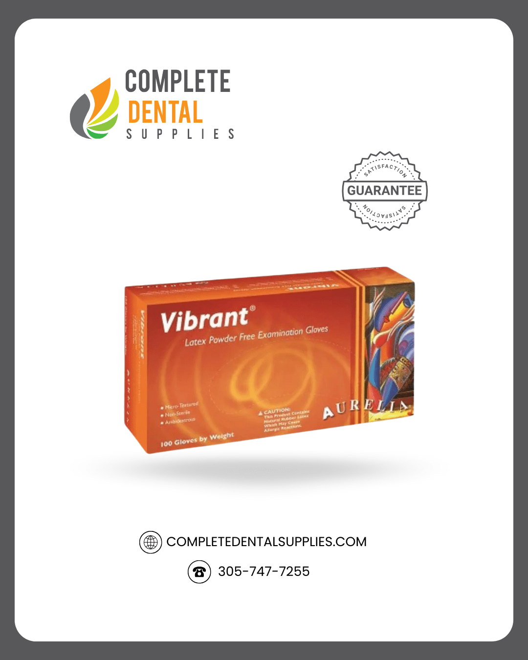 Aurelia Vibrant - Latex Exam Gloves, Chlorinated, Powder Free, Micro Textured, SMALL, 100 pcs / box