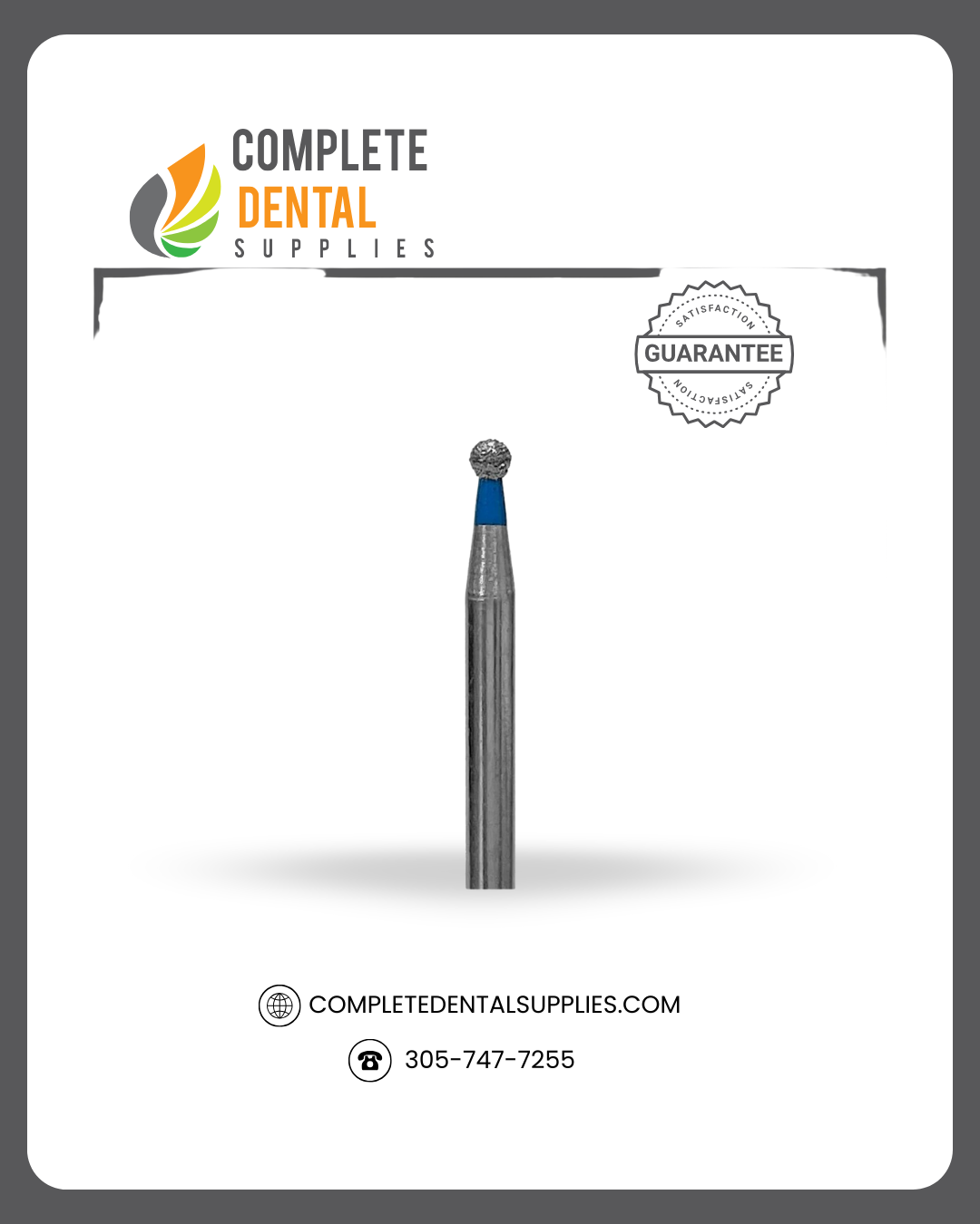 Diamond Coated Burs, DC01 Round, 1.65 x 1.85 mm, each.