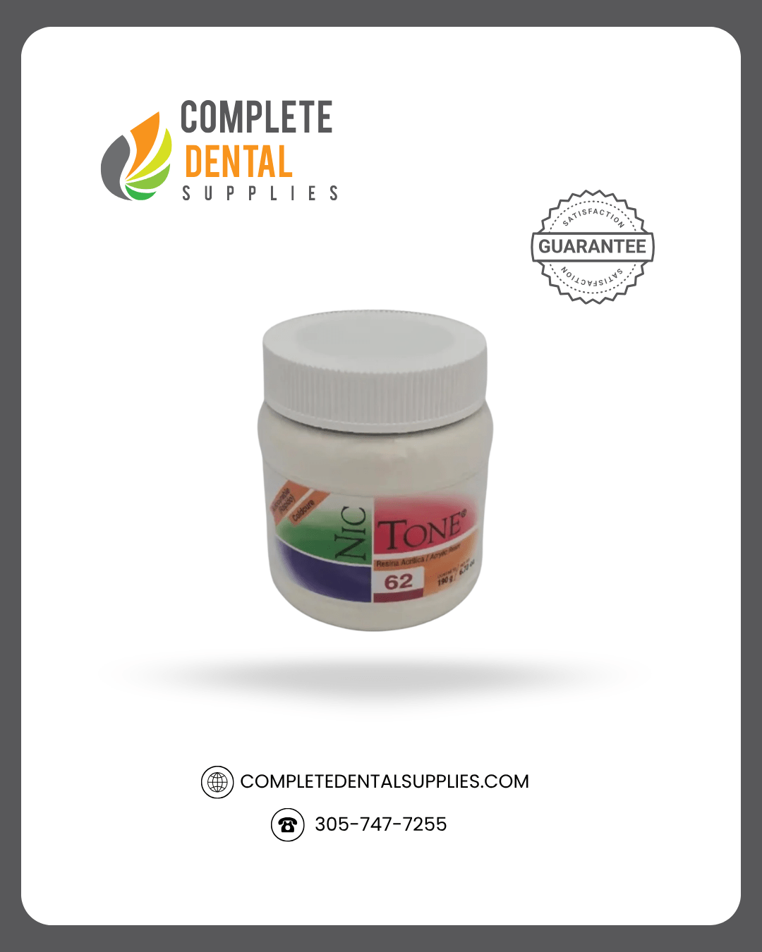 Nic Tone # 62, Tooth Shades, 7oz/ Jar