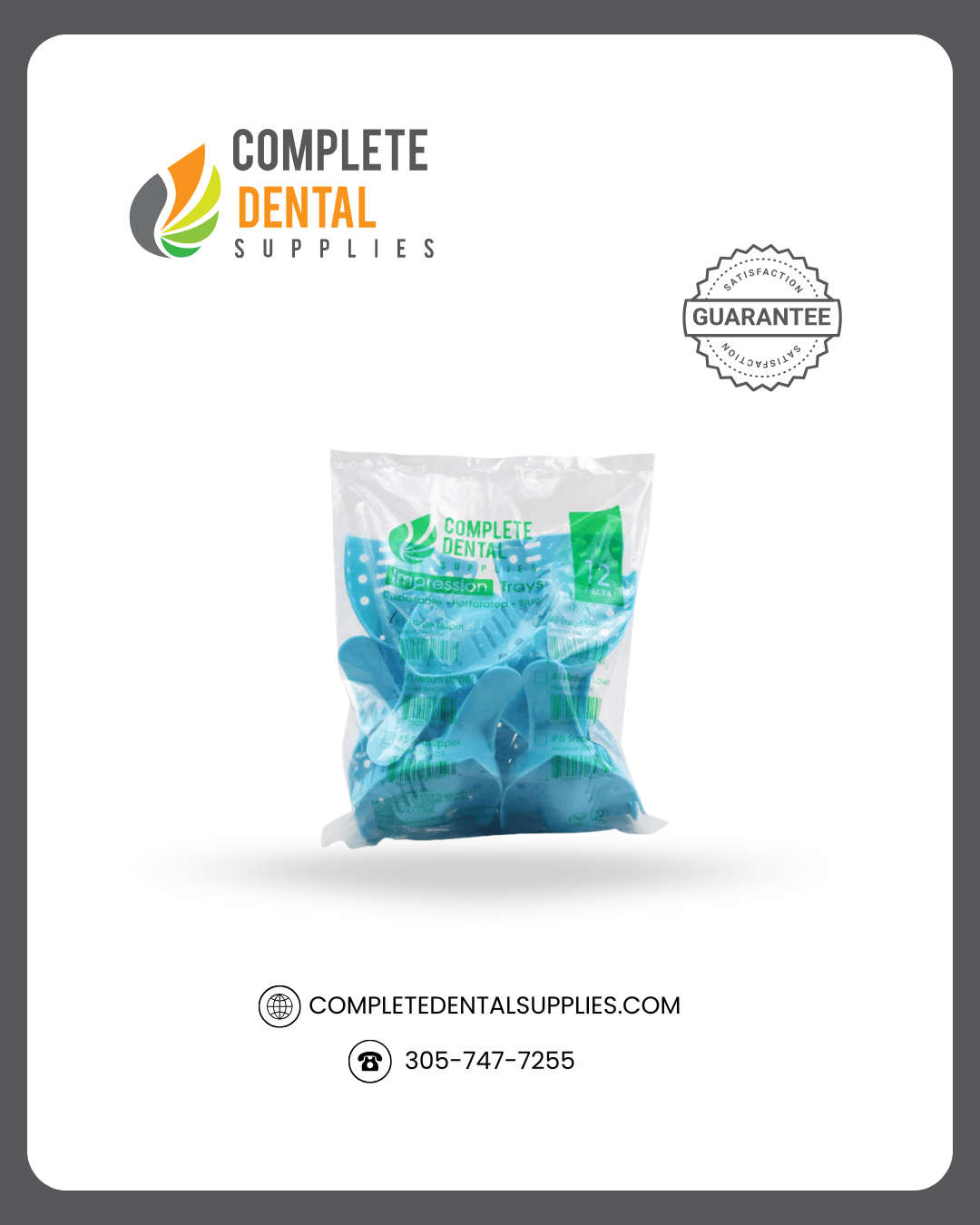 Large Upper, Disposable Impression Trays, Perforated # 1, 12 pcs / bag.