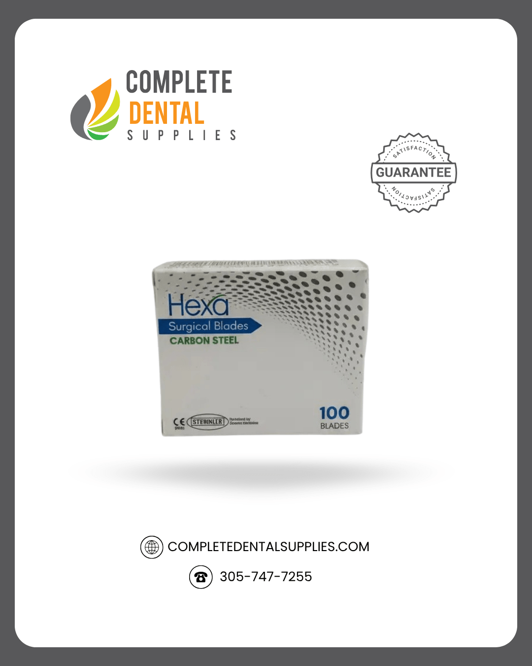 Hexa Surgical Blades, 100/Box, Carbon Steel, # 15