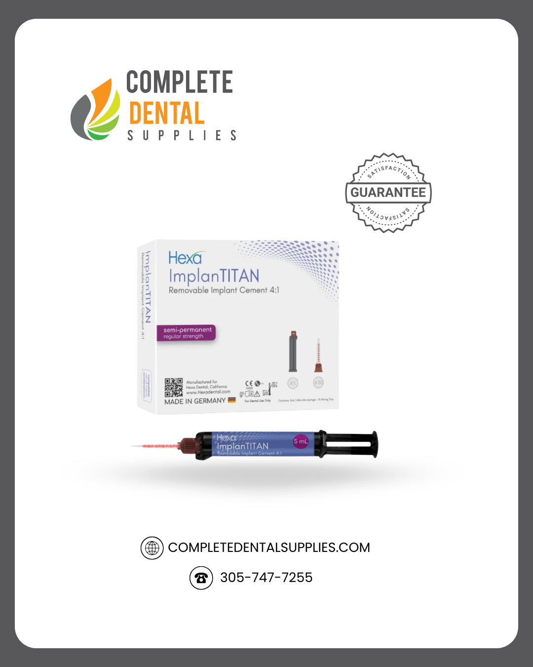 Hexa Implant Cement, 5ml X 1 Syringe + 10 Mixing Tips