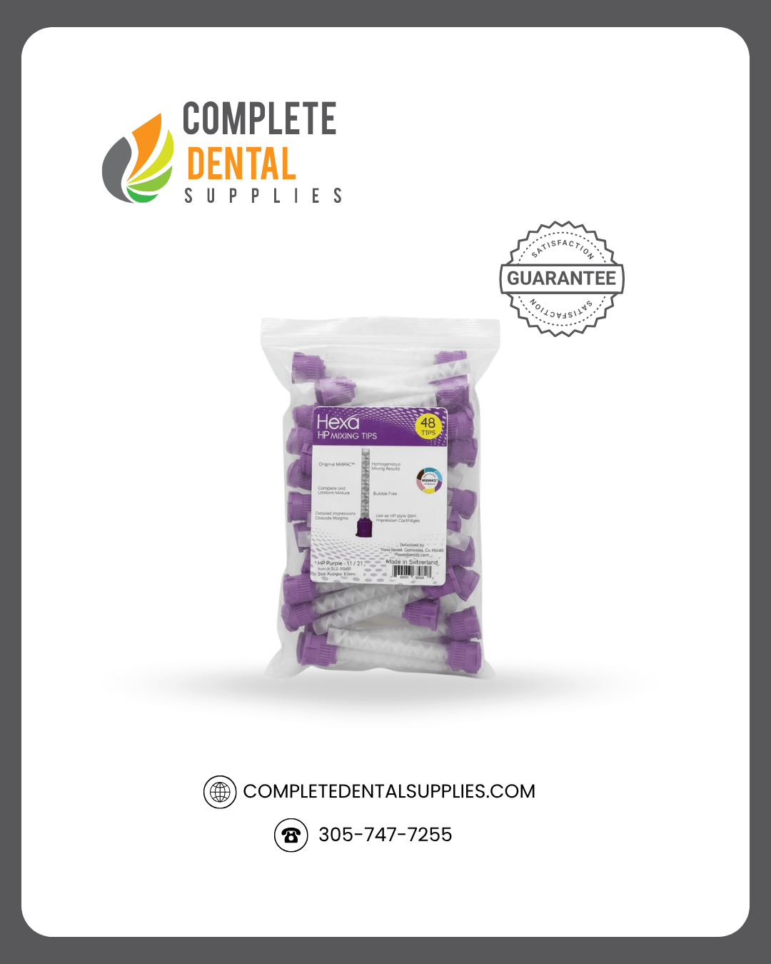 Mixpac HP Style Mixing Tips, purple X-Large 6.5 mm, bag of 48