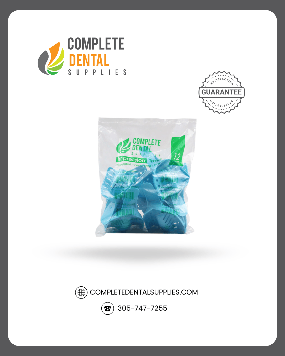 Medium Upper, Disposable Impression Trays, Perforated # 3, 12 pcs/bag.