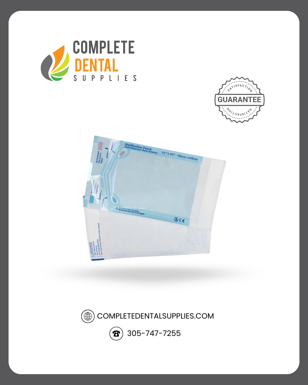 Self Sealing Sterilization Pouches 3.5"*5.25", 90×(135+30)mm, 200 pcs / box.