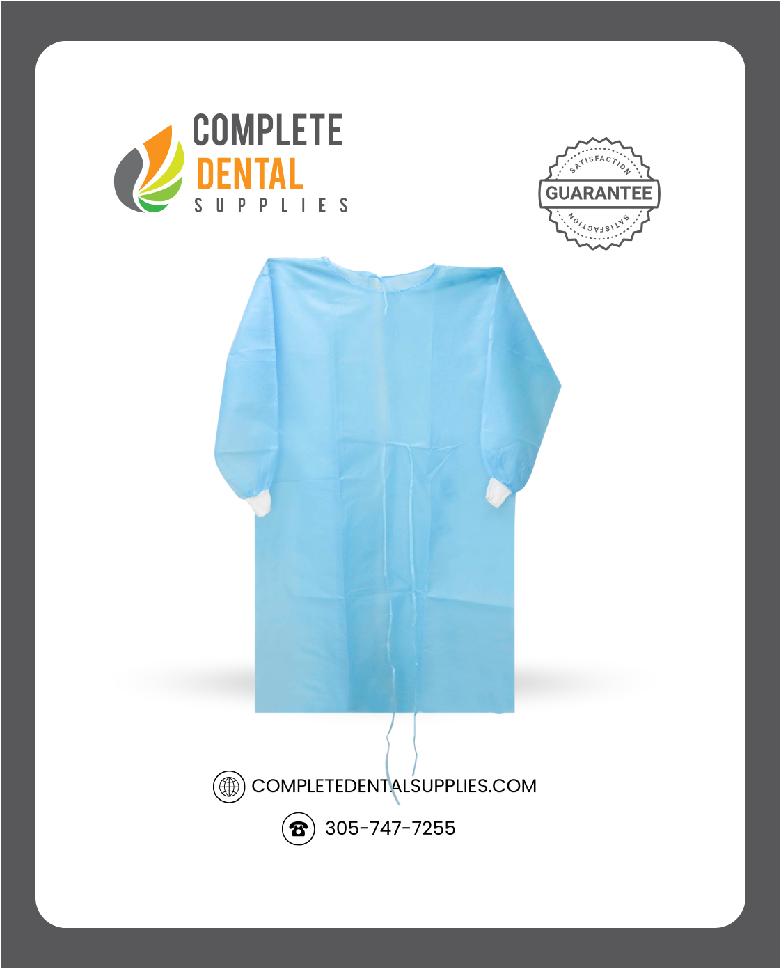 Isolation Gown, Nylon Knitted Cuffs,30g PP, 5 Bags / Case.