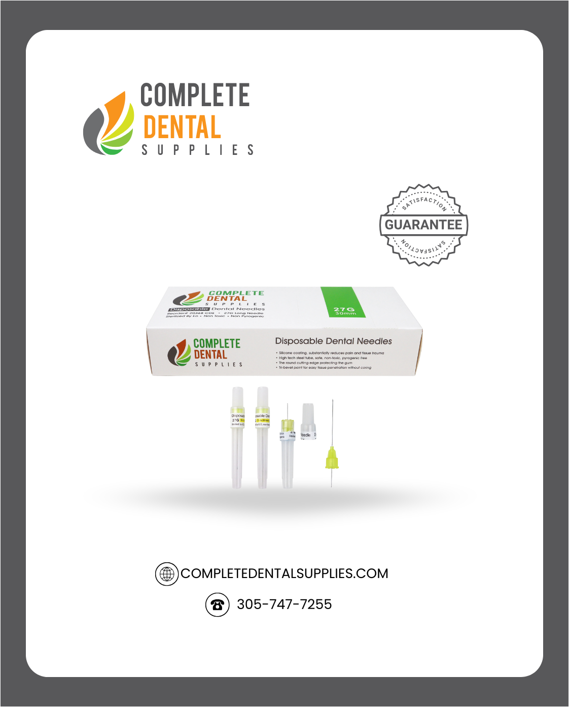 Disposable Dental Needles 27G / Long, 100 pcs / box.