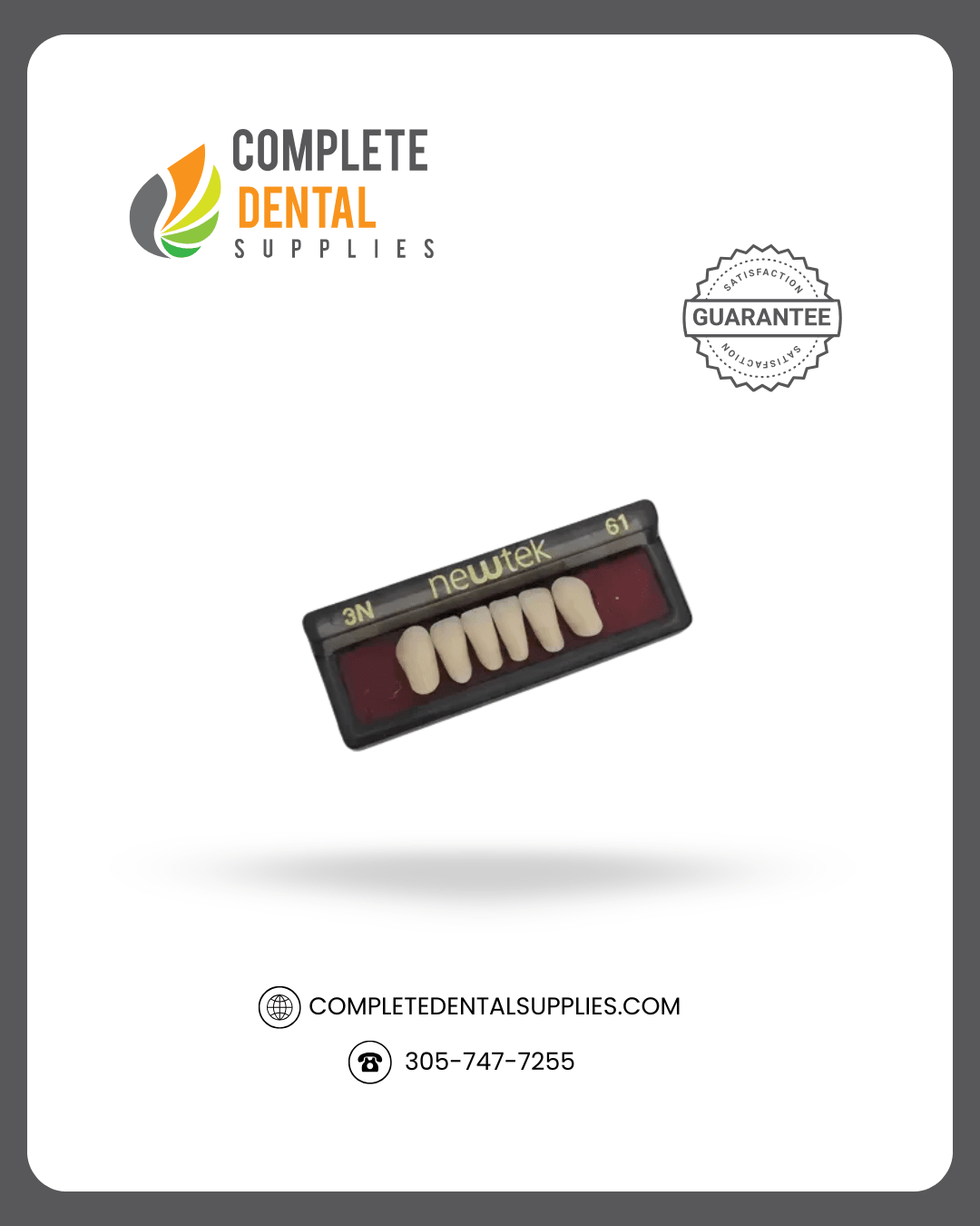 MDC New Tec Lower Anterior, Acrylic, Resin Teeth, Single card, 6 pcs / card