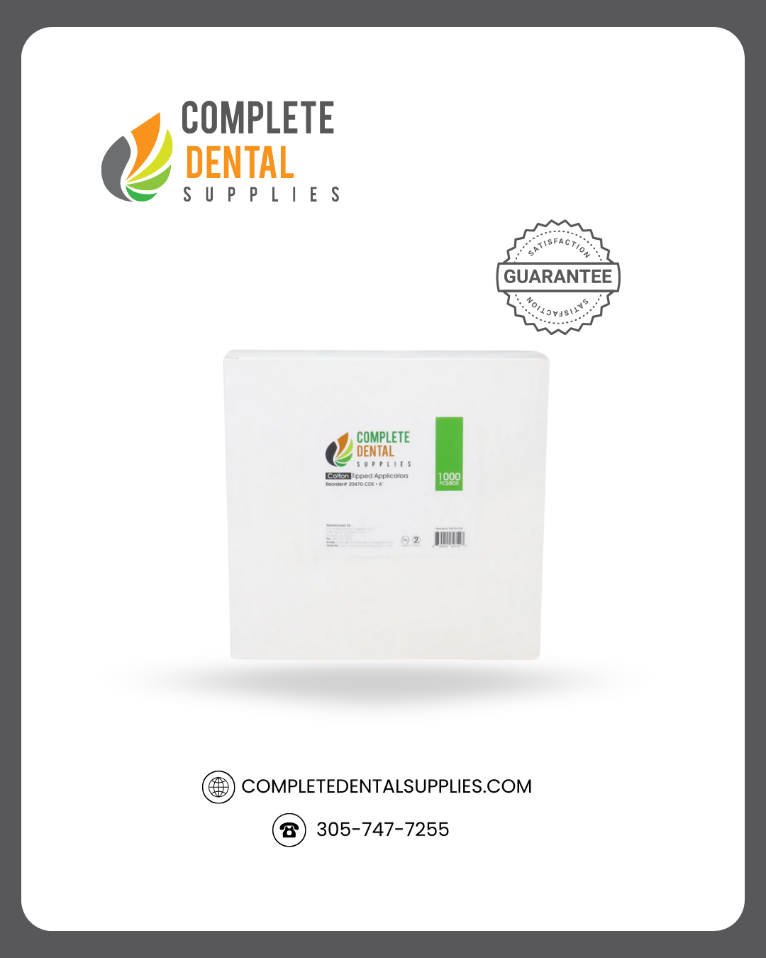 Cotton Tipped Applicators 6", Non-Sterile, Wood Shaft, 1000pcs/box.