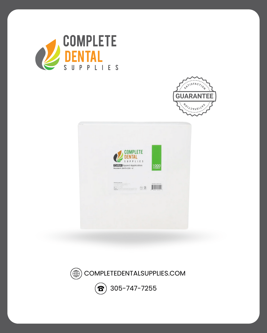 Cotton Tipped Applicators 6", Non-Sterile, Wood Shaft, 1000pcs/box.
