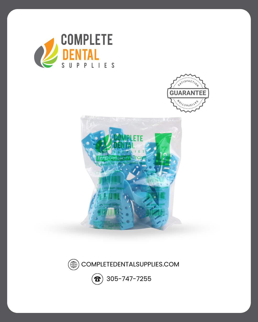 Disposable Impression Trays, Perforated # 2, Large Lower, 12 pcs / bag.