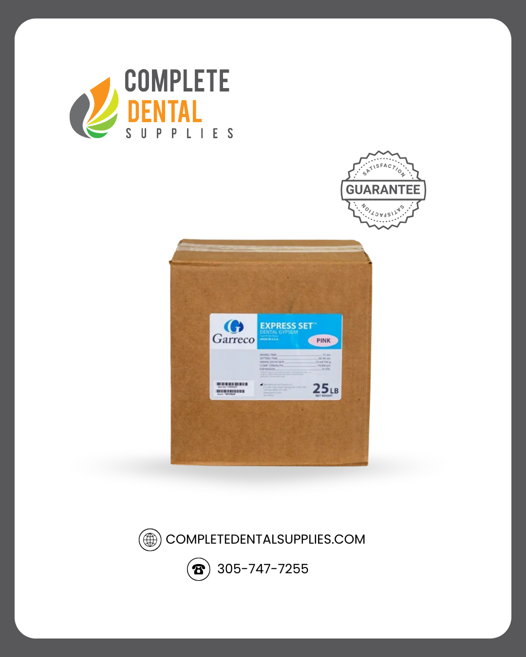 Express Set Die stone, Pink, Type IV, Setting time 60-90sec, 25 Lbs./box.