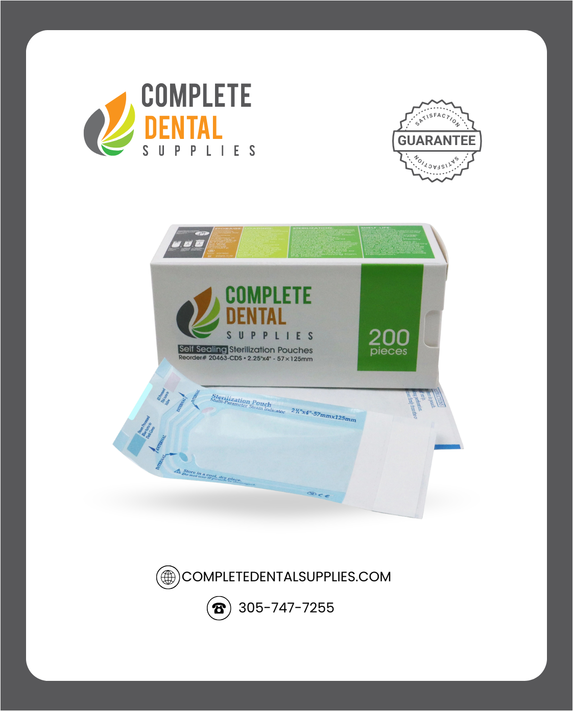 Self Sealing Sterilization Pouches 2.25"*4", 57×(100+25)mm, 200pcs / Box.