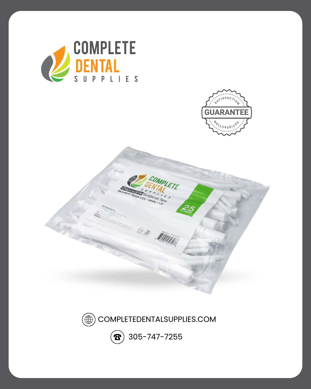 Disposable Surgical Tips 1/8”, White, 25 pcs / Bag.