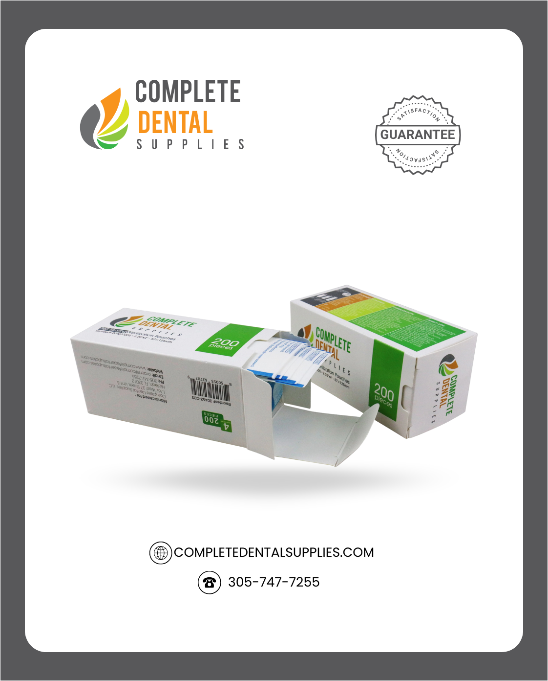 Self Sealing Sterilization Pouches 2.25"*4", 57×(100+25)mm, 200pcs / Box.