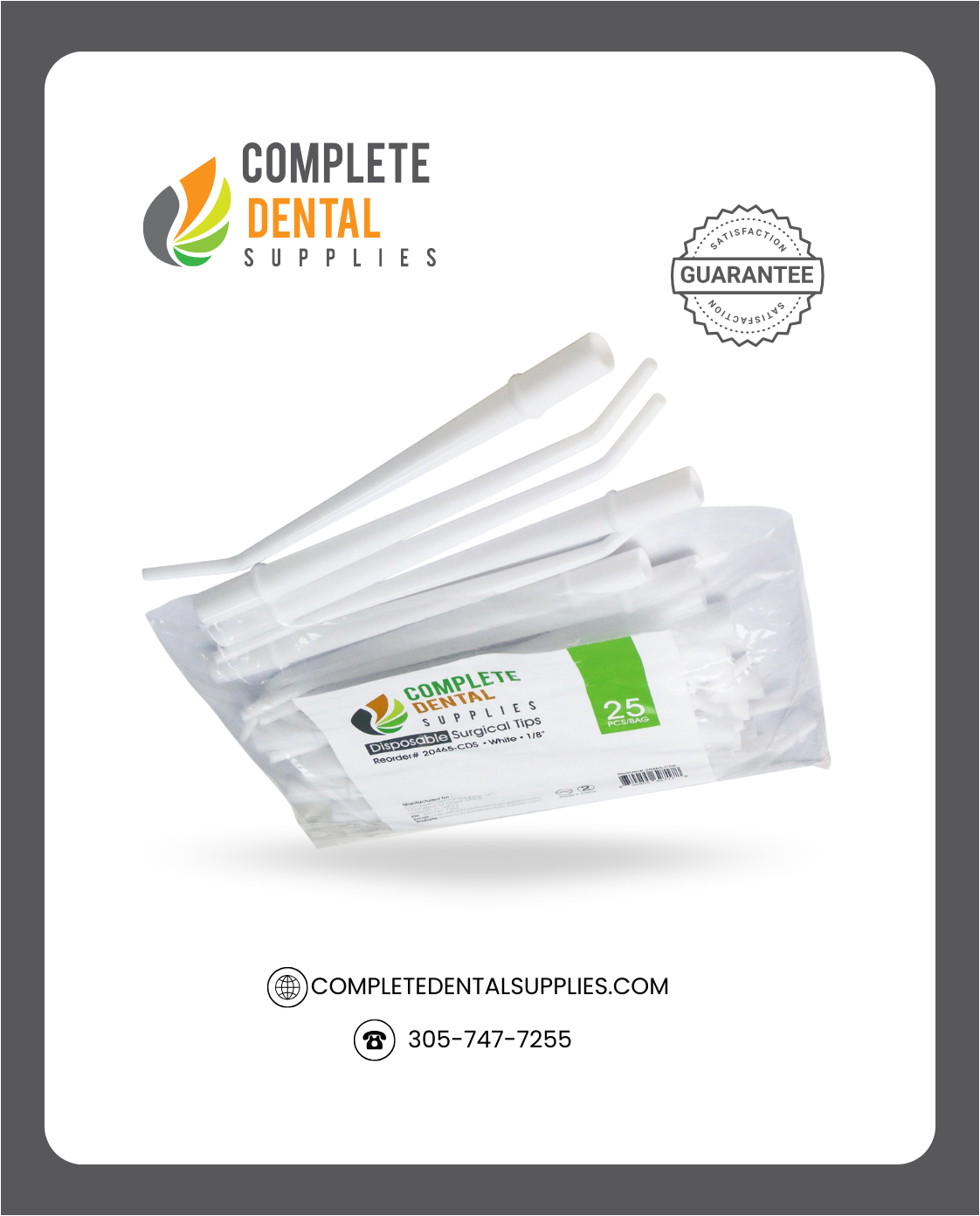 Disposable Surgical Tips 1/8”, White, 25 pcs / Bag.