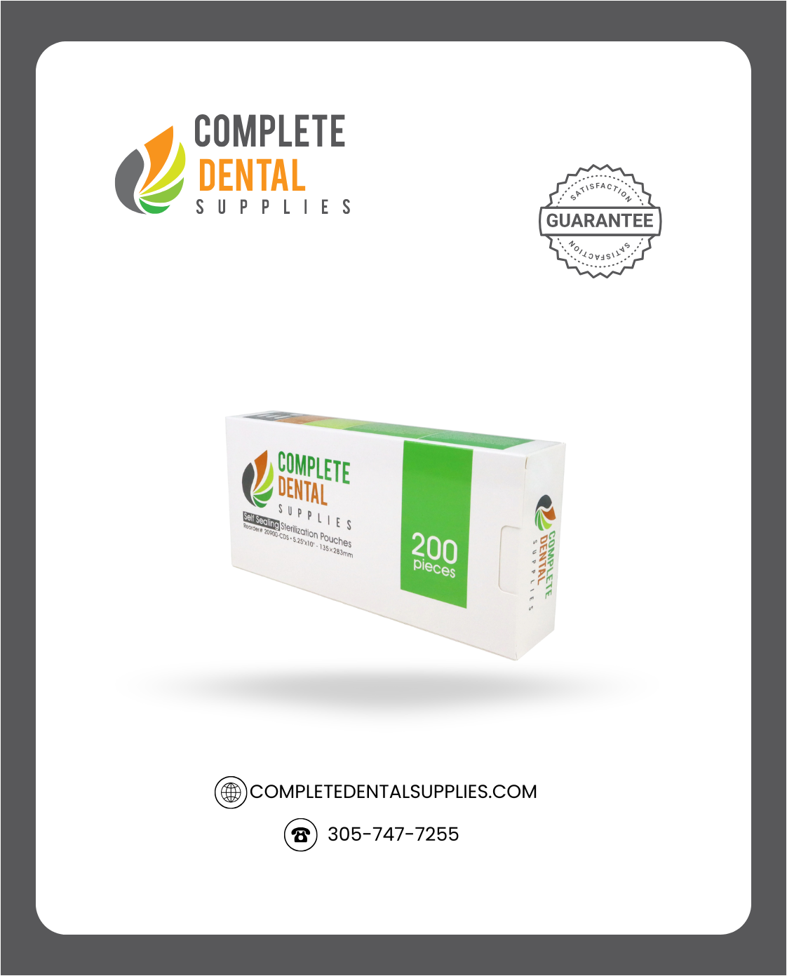 Self Sealing Sterilization Pouches 5.25"*10", 135×(254+29)mm, 200 pcs / box.