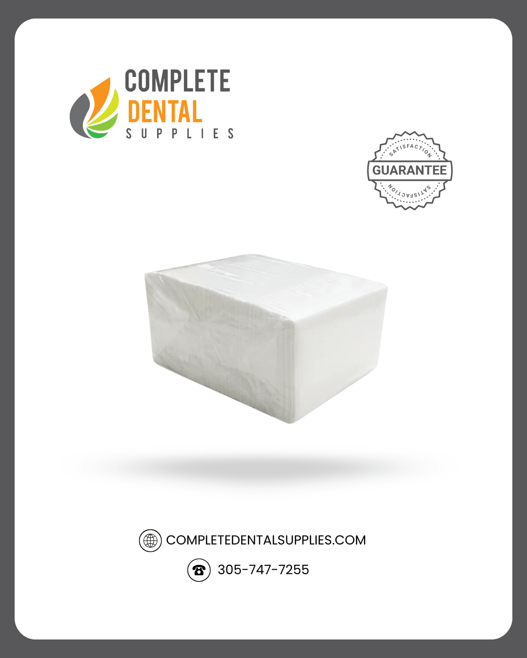 Patient Bibs, 2 Ply Paper + 1 Ply Poly, 6.5gram, Standard, White color, 500 Pcs / case.