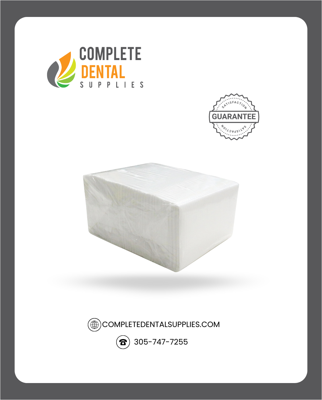 Patient Bibs, 2 Ply Paper + 1 Ply Poly, 6.5gram, Standard, White color, 500 Pcs / case.