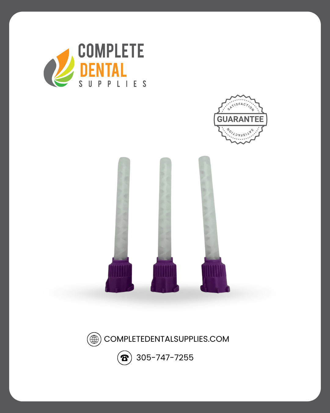Close-up of purple Mixpac HP Style 6.5 mm mixing tip