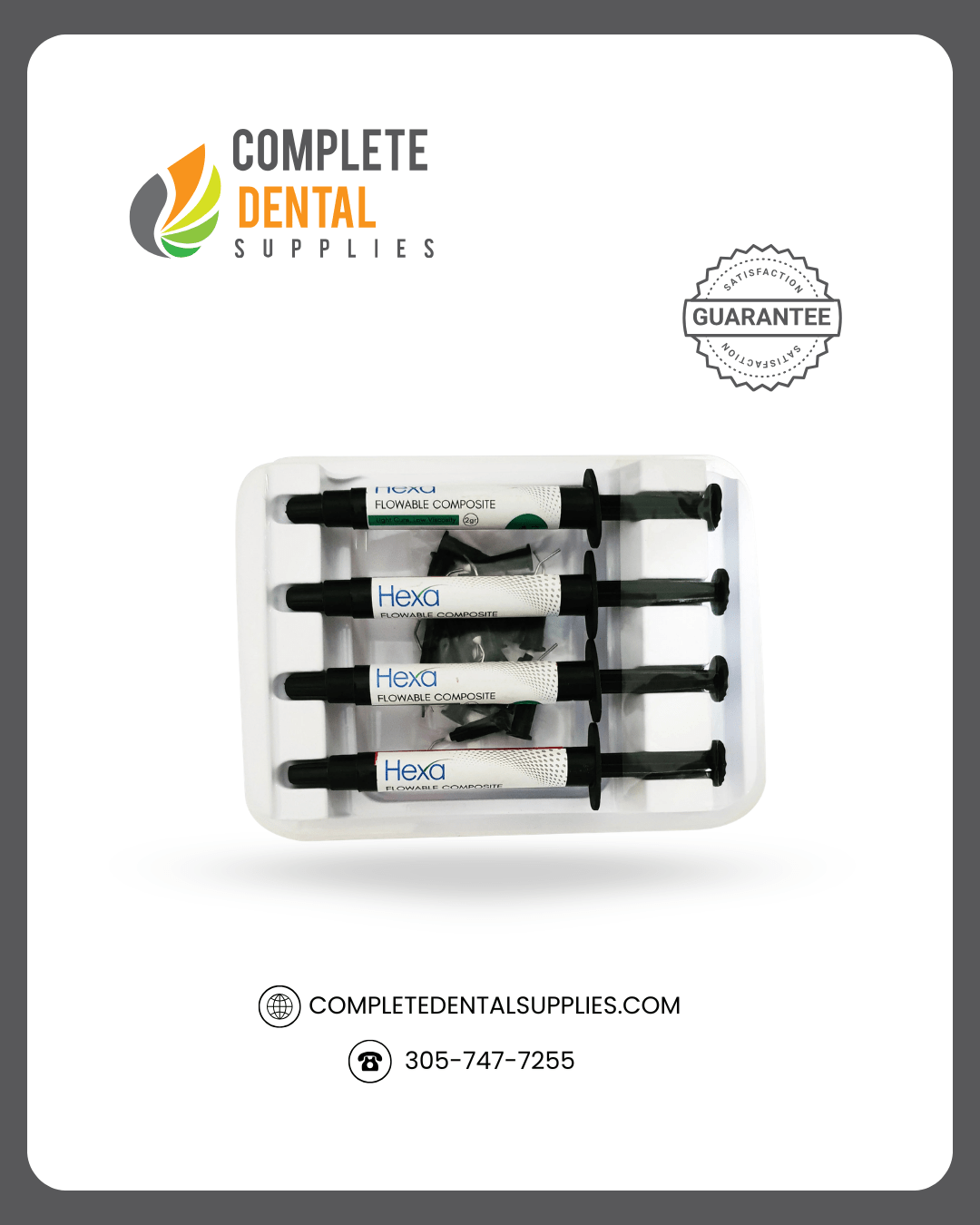 Flowable Composite A2, 4 x 2 gram syringes & 20 pre-bent tips.