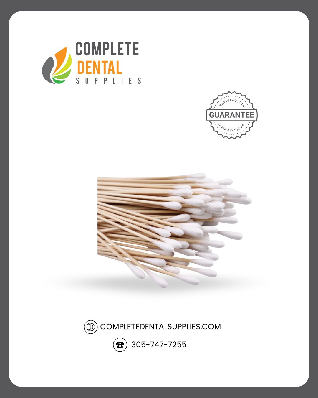 Cotton Tipped Applicators 6", Non-Sterile, Wood Shaft, 1000pcs/box.