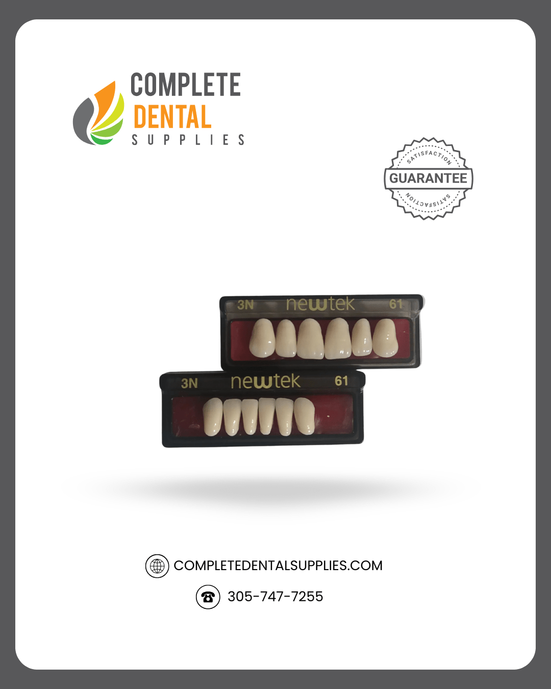 MDC New Tec Lower Anterior, Acrylic, Resin Teeth, Single card, 6 pcs / card