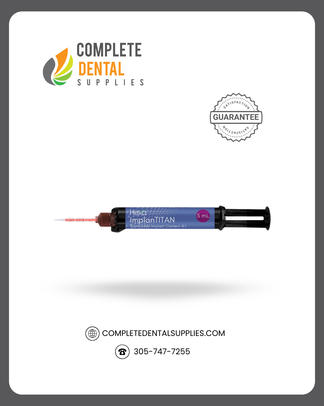 Hexa Implant Cement, 5ml X 1 Syringe + 10 Mixing Tips
